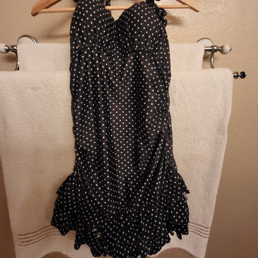 Women's one piece Black & White Polka Dot Bathing Suit